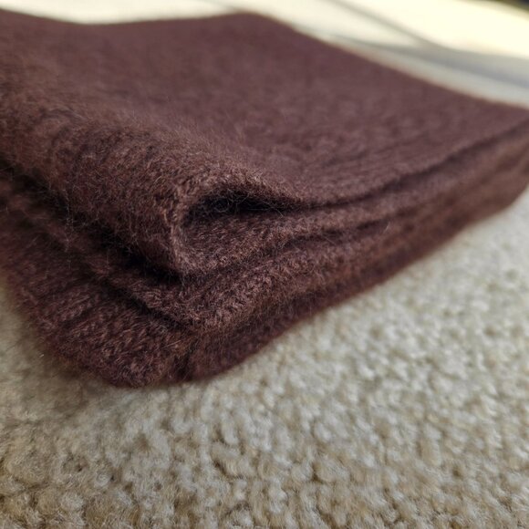 Brown Cashmere Cable Knit Scarf - Picture 11 of 15